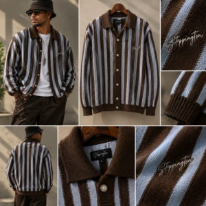Screenshot 2026-10-06 060622 Vertical Striped Knit Polo Cardigan